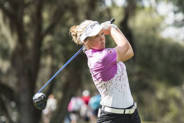February 03, 2016: Brooke M. Henderson takes a practice swing on hole 2 during the first round of the Coates Golf Championship in Ocala, FL. (Photograph by Roy K. Miller Icon Sportswire) GOLF: FEB 03 LPGA Golf Damen - Coates Golf Championship - First Round Icon160203019 EDITORIAL USE ONLY