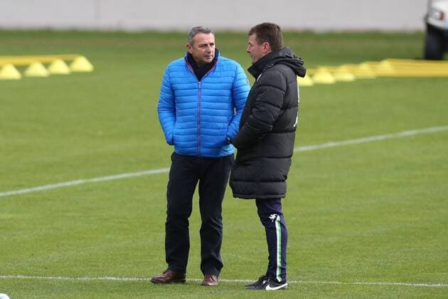 Manager Klaus Allofs und Trainer Dieter Hecking (VfL Wolfsburg) - 1. Fussball Bundesliga Saison 2015-2016 Training VfL Wolfsburg am VfL Center in Wolfsburg - Deutschland, Fussball, Mann, Maenner,03.02.2016