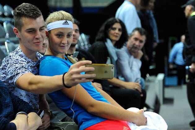 Kristina Mladenovic (FRA) Luka Mladenovic (FRA) TENNIS : Fed Cup - FRA vs ITA - 05 02 16 TennisMagazine Panoramic 