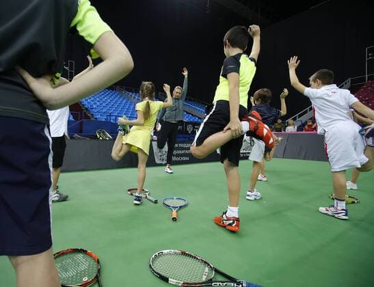 Fed cup 2016 RUS-NED. Sharapova held a master class for young tennis players.