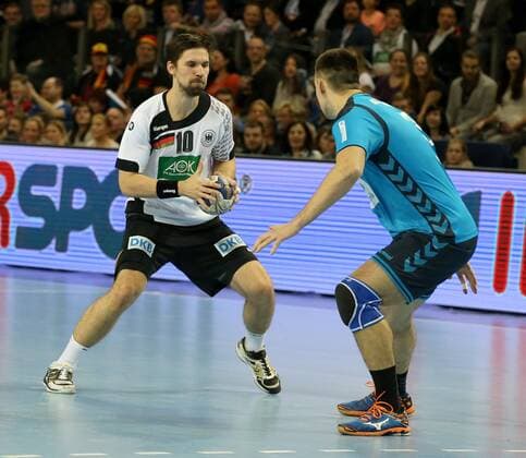 05.02.2016 - Handball - DKB Handball Bundesliga - All Star Day Nürnberg - All Star Game : Nationalmannschaft Nationalteam Deutschland - All Star Team 2016 - DaMa - Fabian Wiede ( Deutschland ) Marino Maric ( All Star Team 2016 )