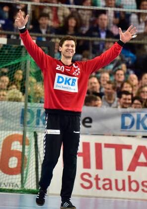 05.02.2016 - Handball - DKB Handball Bundesliga - All Star Day Nürnberg - All Star Game : Nationalmannschaft Nationalteam Deutschland - All Star Team 2016 - DaMa - Niklas Landin ( All Star Team 2016 ) Jubel Freude