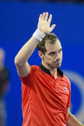 Jubel RICHARD GASQUET (fra) TENNIS : Open Sud de France 2016 - Montpellier - 05 02 2016 JBAutissier 