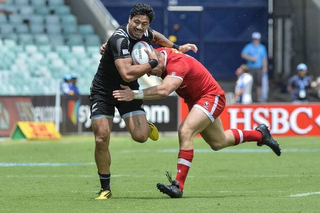 Rugby, HSBC Sevens World Series, Neuseeland - Kanada 06.02.2016. Sydney, Australia. HSBC World Rugby Sevens Sydney day 1. New Zealand versus Canada. Kiwi Ben Lam in action. New Zealand won 27-12. xNigelxOwenx  ActionPlus11704490