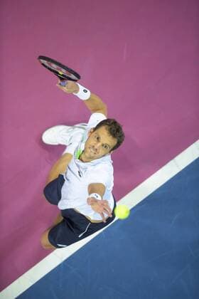 Paul Henri Mathieu (Fra) TENNIS : Open Sud de France 2016 - Montpellier - 06 02 2016 JBAutissier Panoramic 