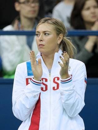 MOSCOW, RUSSIA. FEBRUARY 6, 2016. Maria Sharapova of Russia claps her hands during the 2016 Fed Cup World Group 1st Round Russia vs the Netherlands tennis event at Olympic Stadium. Sergei Bobylev TASS  TS016AE4