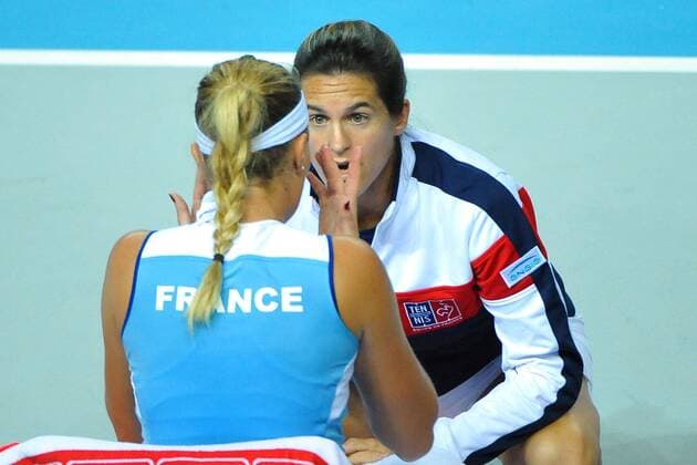 Tennis, FedCup, Frankreich - Italien Kristina Mladenovic (FRA) Amelie Mauresmo (FRA) TENNIS : Fed Cup - FRA vs ITA - 06 02 16 TennisMagazine Panoramic 