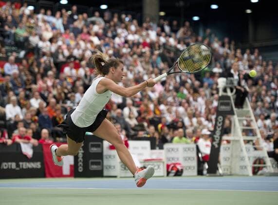 Annika BECK (GER) Tennis Fed Cup 2016, Deutschland - Schweiz in Leipzig, Deutschland am 07.02.2016,