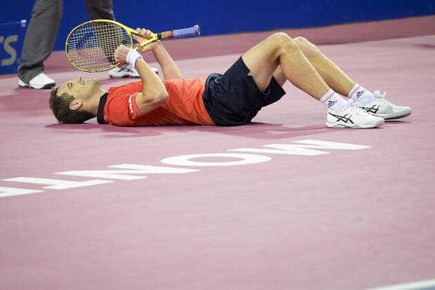 joie de Richard Gasquet (Fra) TENNIS : Open Sud de France 2016 - Finale Simple - Montpellier - 07 02 2016 JBAutissierx 