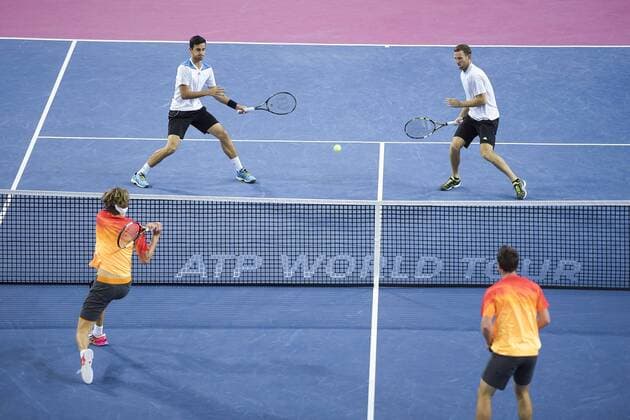 Alexander - Mischa Zverev (ger) Mate Pavic (cro) Michael Venus (nzl) TENNIS : Open Sud de France 2016 - Finale Doppel - Montpellier - 07 02 2016 JBAutissier 