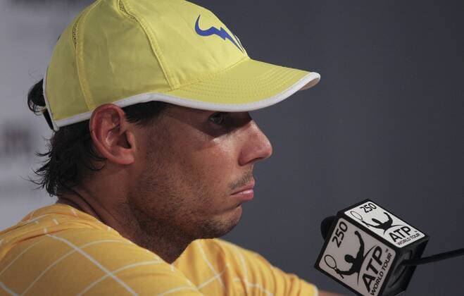 Spanish tennis player Rafael Nadal delivers a press briefing at the Open ATP Tennis Herren in Buenos Aires, Argentina, 08 February 2016. Nadal, who holds the fifth position at the ATP rate, arrived in the country to play at the Buenos Aires ATP 250 with motivation and the conviction that he is going to have a great year. EFE David Fernandez ARGENTINA OPEN ATP RAFAEL NADAL PRESSER !ACHTUNG: NUR REDAKTIONELLE NUTZUNG!  BS01 20160208-635905655650975512