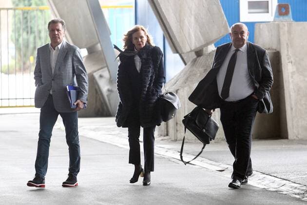 GNK Dinamo press conference PK Pressekonferenz 09.02.2016., Croatia, Zagreb - Arrival of members of GNK Dinamo in the premises of the club for the scheduled press conference. Zdravko Mamic wit his lawyers Jadranka Slokovic i Cedo Prodanovic.  ZeljkoxLukunic PIXSELL