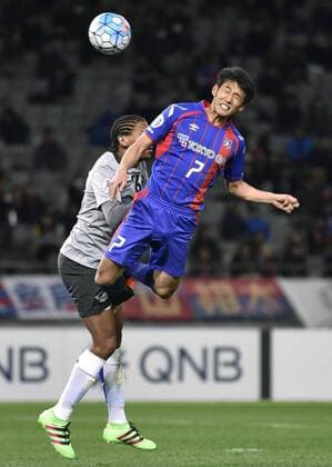 FC Tokyo beat Chonburi FC 9-0 in AFC Champions League playoff Midfielder Takuji Yonemoto of Japan s FC Tokyo (R) heads his side s fifth goal during the second half of an AFC Champions League playoff against Thailand s Chonburi FC at Ajinomoto Stadium in Tokyo on Feb. 9, 2016. FC Tokyo won 9-0 to advance to the group stage. 