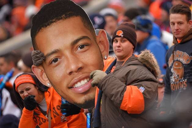 Nov. 16, 2014 - Cleveland, Ohio, USA - A Cleveland Browns fan shows his support for wide receiver Josh Gordon (12) who was suspended for part of the season during a game against the Houston Texans at FirstEnergy Stadium on Nov. 16, 2014 in Cleveland, Ohio...ZUMA PRESS Texans Browns 2014 - ZUMAm63_