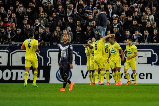 Fußball, Coupe de France, Girondins Bordeaux - FC Nantes Joie goal Yacine Bammou (fcn) FOOTBALL : Girondins Bordeaux vs FC Nantes - 8eme de Finale Coupe de France - 10 02 2016 ThierryBretonx 