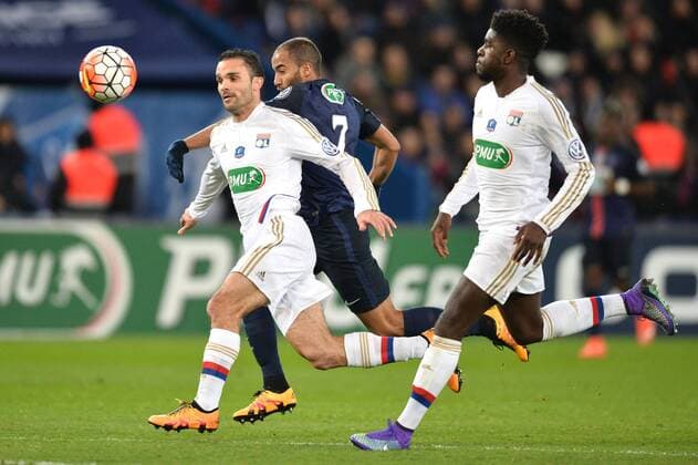 Fußball, Coupe de France, Paris St. Germain - Olympique Lyon LUCAS MOURA (psg) - SAMUEL UMTITI (ol) - JEREMY MOREL (ol) - Fussball Frankreich, Coupe de France, Paris Saint Germain PSG vs. Olympique Lyon - 10 02 2016 AnthonyBIBARD FEP Panoramic 