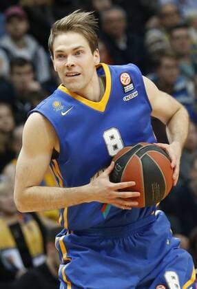 MOSCOW, RUSSIA. FEBRUARY 11, 2016. Khimki s Petteri Koponen in action in the 2015 16 Season Euroleague Top 16 Group F Round 7 basketball match against Real Madrid at Dynamo Sports Palace in Krylatskoye. Real Madrid won the game 93:82. Mikhail Japaridze TASS  TS01703F