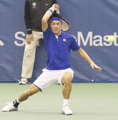 Tennis: Nishikori into Memphis semis, Nishioka eliminated Japan s Kei Nishikori plays Kazakhstani Mikhail Kukushkin in a quarterfinal of the Memphis Open tennis tournament in Memphis, Tennessee, on Feb. 12, 2016. Nishikori won 6-2, 6-4. 
