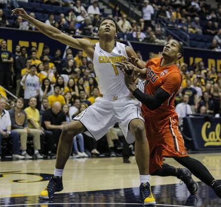 Feb 13 2016 - Berkeley U.S. CA - OSU G 1 Gary Payton scored 10 points 5 rebounds 2 assist 4 steals and 1 block battle for a rebound against Cal s Ivan Rabb during the NCAA College League USA Men s Basketball game between Oregon State Beavers and the California Golden Bears 71-83 lost at Hass Pavilion Berkeley Calif. NCAA Men s Basketball 2016: Oregon State vs Cal FEB 13 - ZUMAc04_
