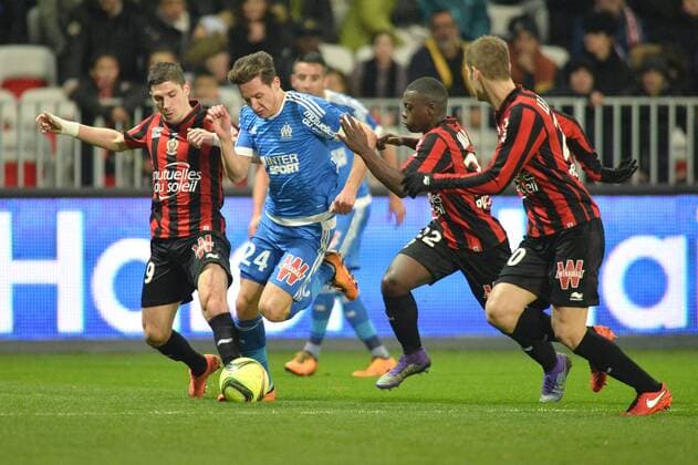 FLORIAN THAUVIN (om) - NAMPALYS MENDY (nice) - JEREMY PIED (nice) FOOTBALL : Nice vs Marseille - Ligue 1 - 14 02 2016 AnthonyBIBARD FEP 