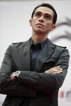 Spanish cyclist Alberto Contador attends the presentation of the junior and U23 cycling teams of his Alberto Contador Foundation for the Citroen Solidarity Challenge at the Spanish Superior Council of Sports (CSD) in Madrid, Spain, on 15 February 2016. The cycling race will take place next 21 and 22 February in Don Benito, Extremadura, Spain. CONTADOR PRESENTS JUNIOR CYCLISTS FOR THE CHARITY CONTEST OF CITRÖEN !ACHTUNG: NUR REDAKTIONELLE NUTZUNG!  20160215-635911404318596227