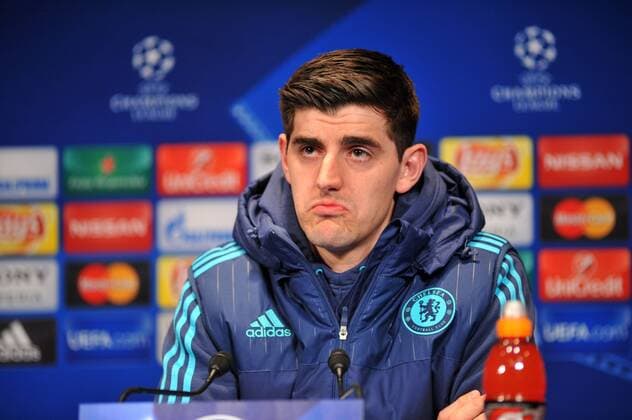 Fußball, Champions League, FC Chelsea PK Thibaut Courtois (che) FOOTBALL : PK Chelsea FC London - Champions League - 15 02 2016 LECOEUR FEPx 