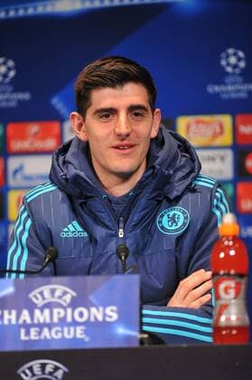 Fußball, Champions League, FC Chelsea PK Thibaut Courtois (che) FOOTBALL : PK Chelsea FC London - Champions League - 15 02 2016 LECOEUR FEPx 