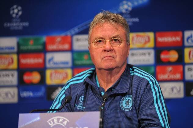 Guus Hiddink, 75. Geburtstag am 8. November Fußball, Champions League, FC Chelsea PK Guus Hiddink (ENTRAINEUR CHELSEA) FOOTBALL : PK Chelsea FC London - Champions League - 15 02 2016 LECOEUR FEPx 