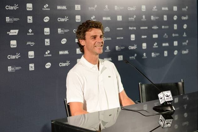 Tennis, ATP-Turnier in Rio de Janeiro: Gustavo Kuerten PK Rio Open 2016 RIO DE JANEIRO, Brazil - 02 15 2016: RIOOPEN - Gustavo Kuerten (Guga) at a news conference during Rioopen what happens in the Brazilian Jockey Club 15-21 of February. (Photo: Celso Pupo FotoArena)  CelsoxPupo