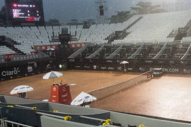 Tennis, ATP-Turnier in Rio de Janeiro: Spielunterbrechung Rio Open 2016 JANUARY RJ DE JANEIRO - 02 15 2016: RIO OPEN - Games interrupted due to heavy rain falling in the city for Rio Open which takes place at the Brazilian Jockey Club 15-21 of February. (Photo: Celso Pupo FotoArena)  CelsoxPupo