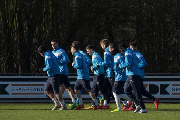Gent s players pictured in action during a training session of Belgian first league soccer team KAA Gent, Tuesday 16 February 2016 in Gent. Gent is preparing for the first leg of the 1 8 finals of the UEFA Champions League competition against German club VfL Wolfsburg tomorrow. JASPERxJACOBS  x04793778x