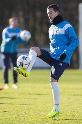 Gent s Gustav Wikheim pictured in action during a training session of Belgian first league soccer team KAA Gent, Tuesday 16 February 2016 in Gent. Gent is preparing for the first leg of the 1 8 finals of the UEFA Champions League competition against German club VfL Wolfsburg tomorrow. JASPERxJACOBS  x04793817x
