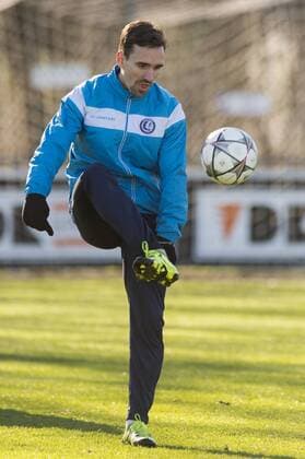 Gent s Sven Kums pictured in action during a training session of Belgian first league soccer team KAA Gent, Tuesday 16 February 2016 in Gent. Gent is preparing for the first leg of the 1 8 finals of the UEFA Champions League competition against German club VfL Wolfsburg tomorrow. JASPERxJACOBS  x04793796x