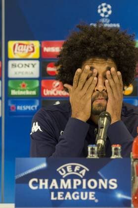 Fußball, Champions League, VfL Wolfsburg PK Wolfsburg Brazilian player Bonfim Costa Dante pictured at a press conference PK Pressekonferenz of German soccer club VfL Wolfsburg, Tuesday 16 February 2016 in Gent. Wolfsburg is preparing for the first leg of the 1 8 finals of the UEFA Champions League competition against Belgian team KAA Gent tomorrow. JASPERxJACOBS  x04794209x