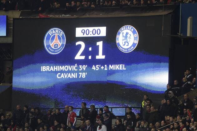 Fußball, Champions League, Paris St. Germain - FC Chelsea score final - Fussball, Champions League, Paris Saint Germain PSG vs. FC Chelsea - 16 02 2016 JBAutissier Panoramic 