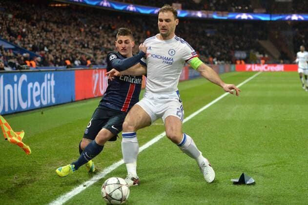 Fußball, Champions League, Paris St. Germain - FC Chelsea MARCO VERRATTI (psg) - BRANISLAV IVANOVIC (che) - Fussball, Champions League, Paris Saint Germain PSG vs. FC Chelsea - 16 02 2016 AnthonyBIBARD FEP Panoramic 