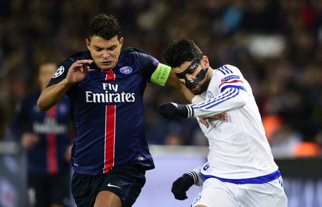 Thiago Silva ( PSG ) - Diego Costa ( Chelsea ) - Fussball, Champions League, Paris Saint Germain PSG vs. FC Chelsea - 16 02 2016 FedericoPestellini Panoramic 