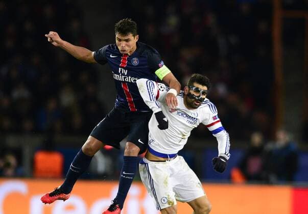 Thiago Silva ( PSG ) - Diego Costa ( Chelsea ) - Fussball, Champions League, Paris Saint Germain PSG vs. FC Chelsea - 16 02 2016 FedericoPestellini Panoramic 