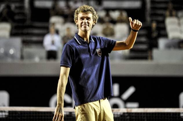 Rio Open 2016 RIO DE JANEIRO, Brazil - 02 16 2016: RIO OPEN 2016 - Gustavo Kuerten receives honor for Rio Open 2016. (Photo: Marcelo Cortes FotoArena)  MarceloxCortes