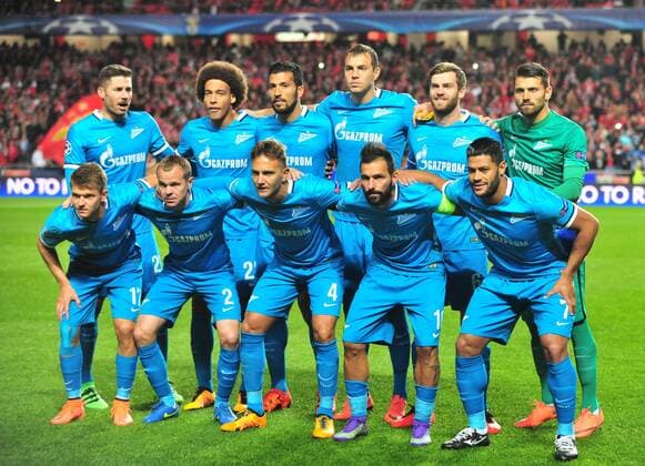 Zenit s players pose for group photo before the first leg of round 16 at the UEFA Champions League soccer match between SL Benfica vs FC Zenit at the Luz stadium in Lisbon, Portugal, on Feb. 16, 2016. Benfica won 1-0. ) (SP)PORTUGAL-LISBON-SOCCER-UEFA CHAMPIONS LEAGUE-BENFICA VS ZENIT ZhangxLiyun 