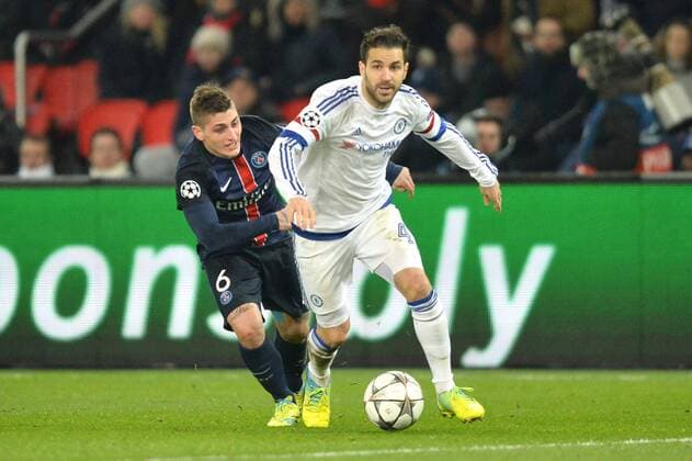 MARCO VERRATTI (psg) - CESC FABREGAS (che) - Fussball, Champions League, Paris Saint Germain PSG vs. FC Chelsea - 16 02 2016 AnthonyBIBARD FEP Panoramic 