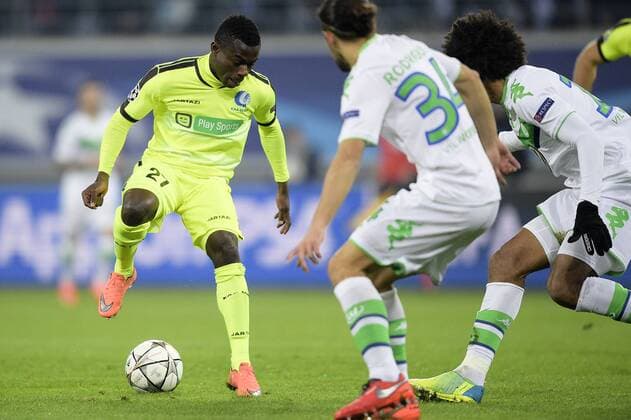 Gent s Moses Simon pictured in action during a game between Belgian KAA Gent and German VfL Wolfsburg, a first leg of the 1 8 finals of the UEFA Champions League competition, in Gent, Wednesday 17 February 2016. YORICKxJANSENS  x04794767x
