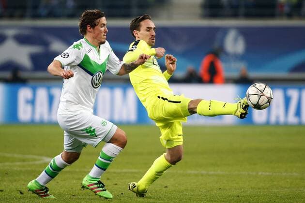 Kums Sven midfielder of KAA Gent and Max Kruse forward of VfL Wolfsburg FOOTBALL : KAA Gent vs VFL Wolfsburg - Champions League 17 02 2016 PHOTONEWS PANORAMIC 