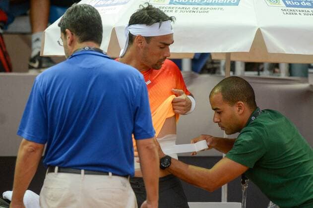 Rio Open 2016 JANUARY RJ DE JANEIRO - 02 15 2016: RIO OPEN - Fognini in pain and and attended the match Fabio Fognini (ITA) vs Daniel Gimeno-Traver (ESP) for Rio Open which takes place at the Brazilian Jockey Club of 15 to 21 February . (Photo: Celso Pupo FotoArena)  CelsoxPupo