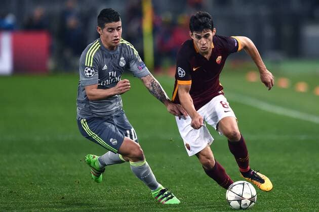Rom 17 02 2016 - Champions League 2015 2016 AS Rom-Real Madrid Diego Perotti-James Rodriguez 