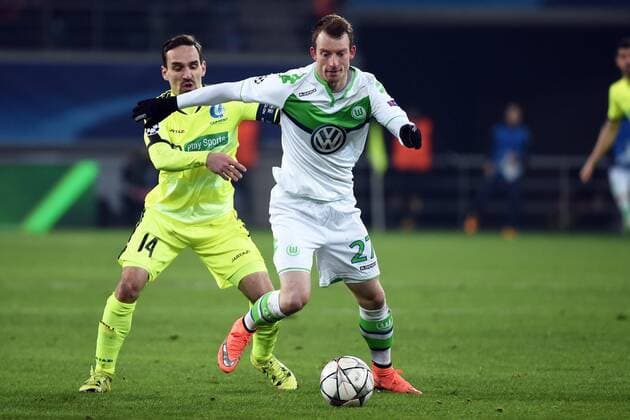 Kums Sven midfielder of KAA Gent - Maximilian Arnold midfielder of VfL Wolfsburg FOOTBALL : KAA Gent vs VFL Wolfsburg - Champions League 17 02 2016 PHOTONEWS PANORAMIC 