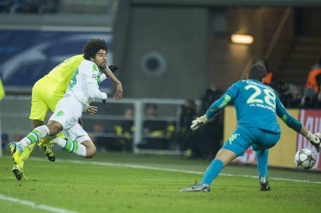 Gent s Kalifa Coulibaly after scoring during a game between Belgian KAA Gent and German VfL Wolfsburg, a first leg of the 1 8 finals of the UEFA Champions League competition, in Gent, Wednesday 17 February 2016. JASPERxJACOBS  x04794945x