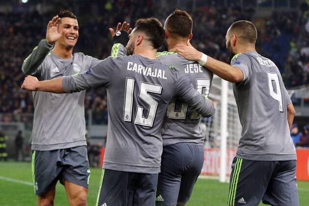 Torjubel Jese Real Madrid abbracciato da Cristiano Ronaldo Real Madrid Goal Celebration Real Madrid Rom 17 02 2016 - Champions League 2015 2016 AS Rom-Real Madrid lucaxpagliaricci