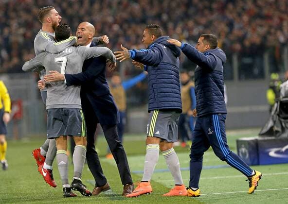 Fußball, Champions League, AS Rom - Real Madrid Rom 17 02 2016 - Champions League 2015 2016 AS Rom-Real Madrid . In this picture, Cristiano Ronaldo celebrates his goal. xPABLOGARCIAx 