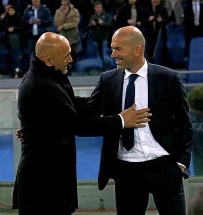 Fußball, Champions League, AS Rom - Real Madrid Champions League 2015 2016 AS Rom - Real Madrid In this picture, Spaletti and Zinedine Zidane. xPabloxGarciax 